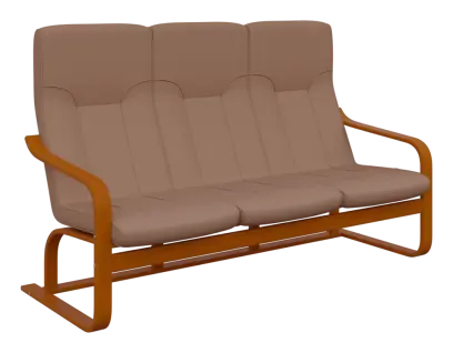 BO - 3 trojkřeslo, dřevěná kostra, moření třešeň, látka BORA 24, béžová